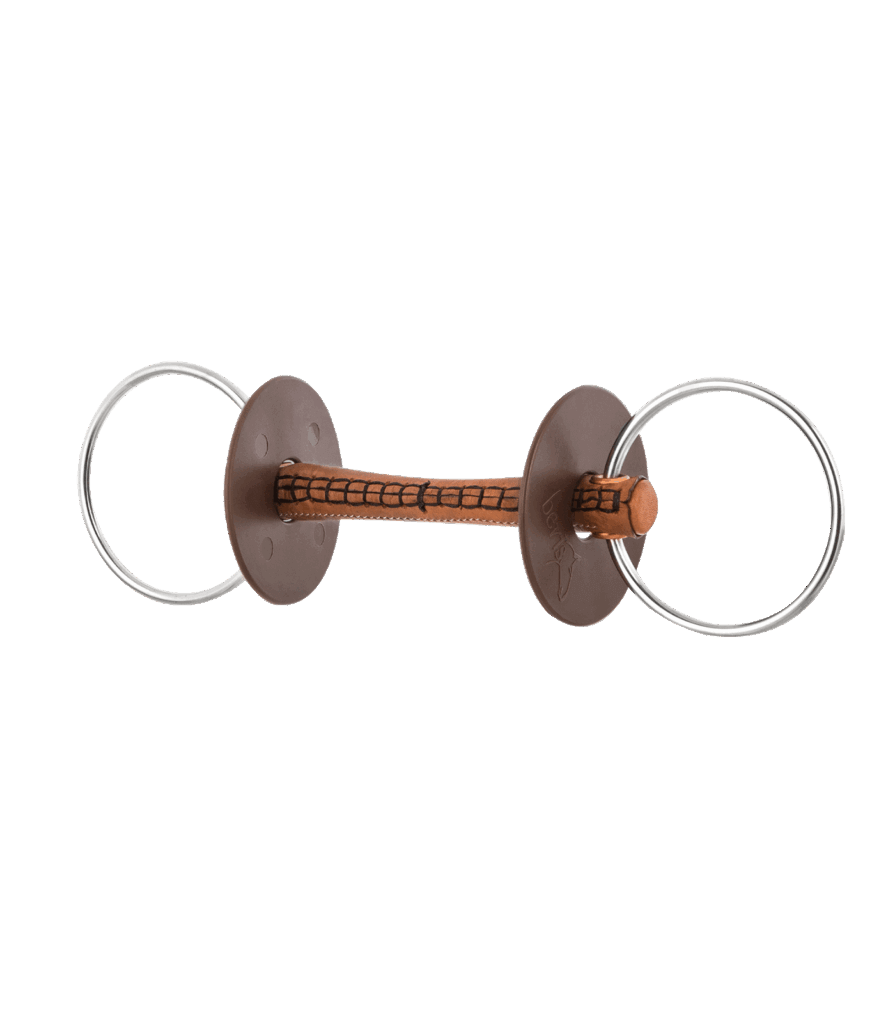 Losse ring bustrens met leren mondstuk, ring 7,5 cm