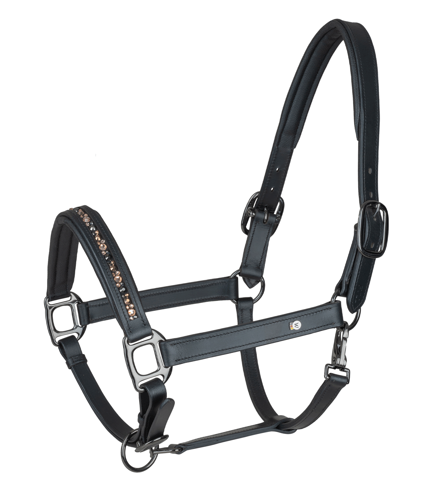 Leren halster x line met kristallen